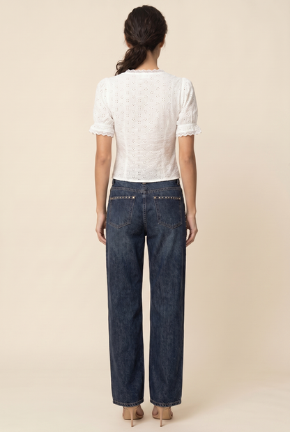 Nerea Lace Tie Top - White