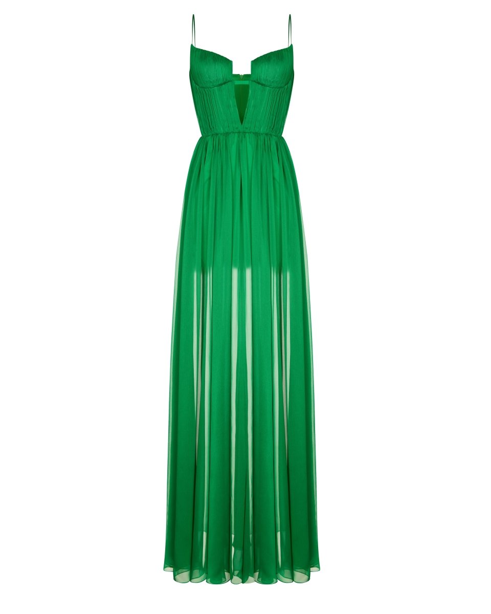 Noelie Chiffon Maxi Dress - Emerald Green