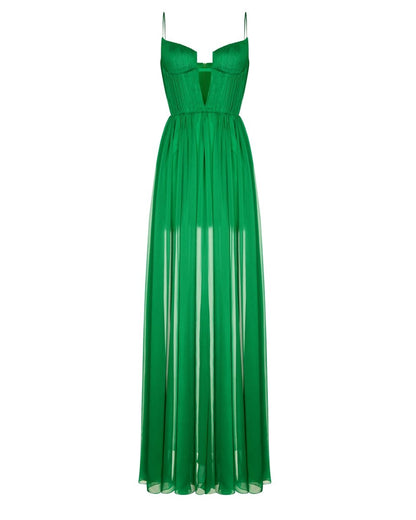 Noelie Chiffon Maxi Dress - Emerald Green