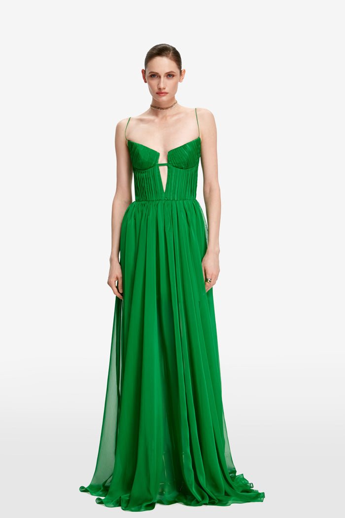 Noelie Chiffon Maxi Dress - Emerald Green