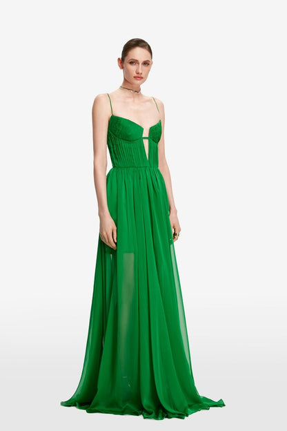 Noelie Chiffon Maxi Dress - Emerald Green