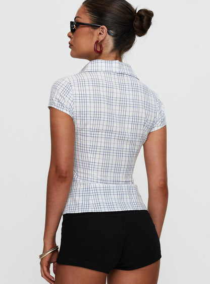 Norelle Plaid Blouse - Blue