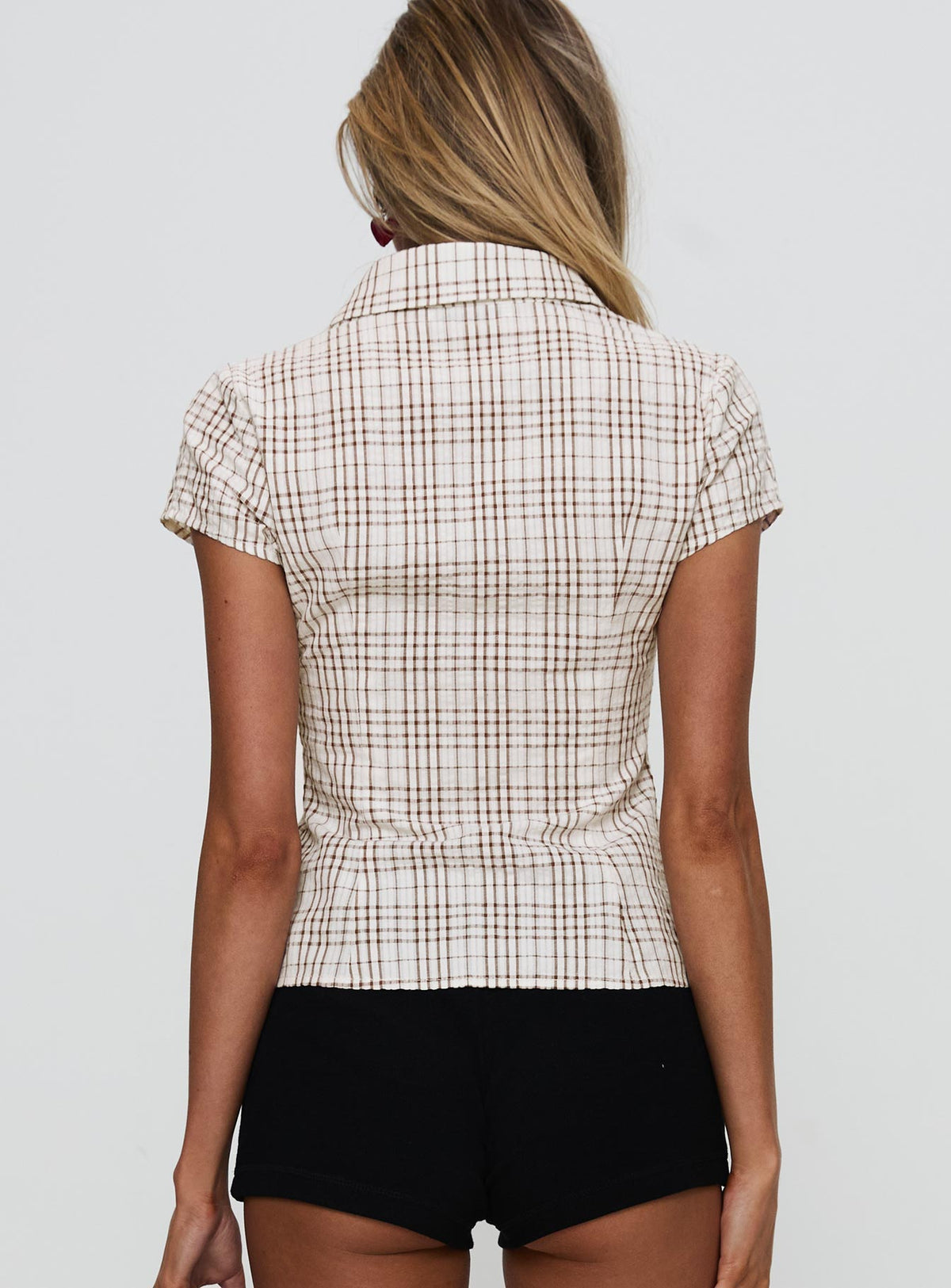 Norelle Plaid Blouse - Brown