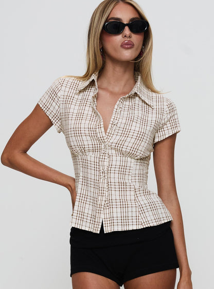 Norelle Plaid Blouse - Brown