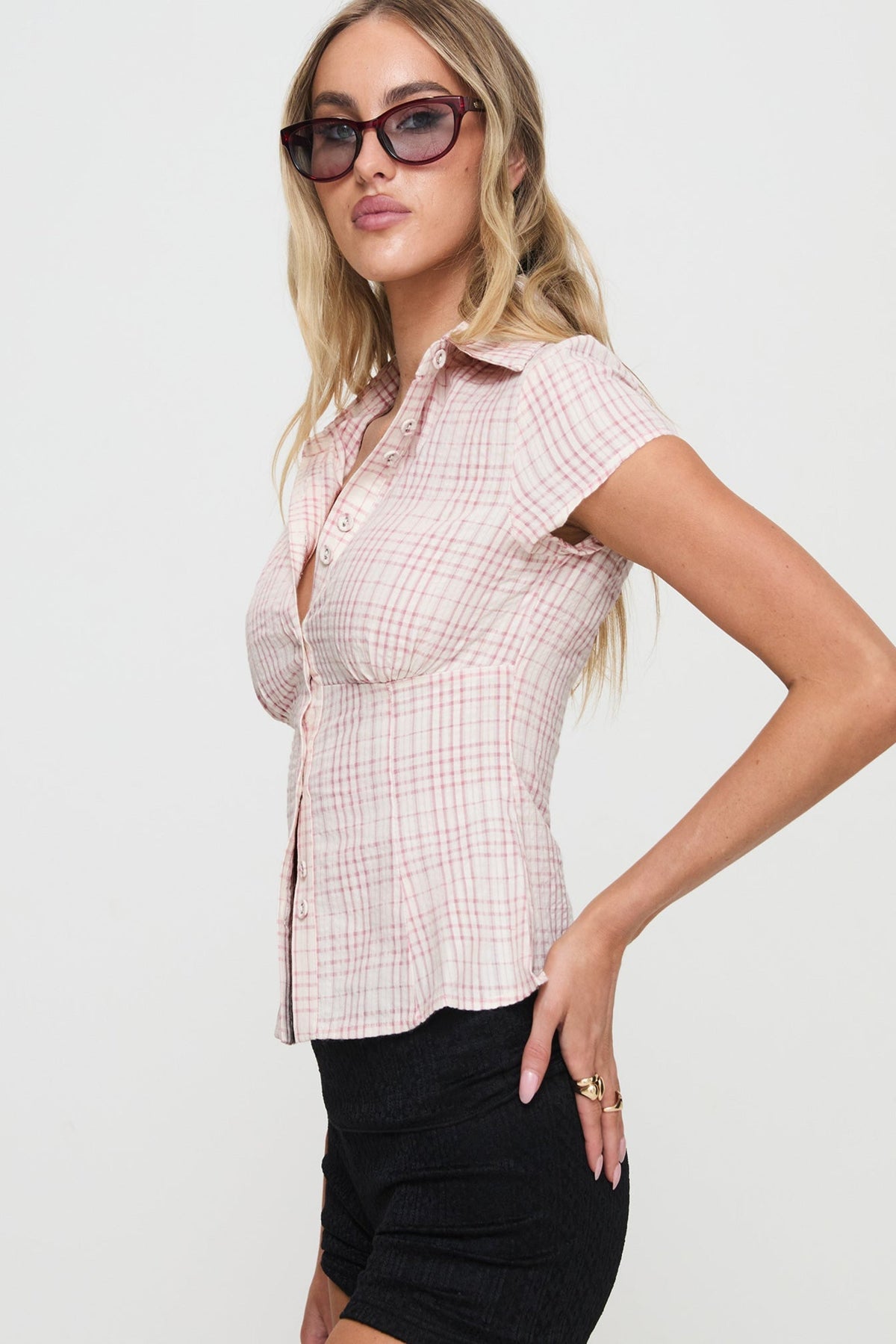 Norelle Plaid Blouse - Pink