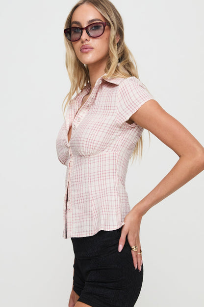 Norelle Plaid Blouse - Pink