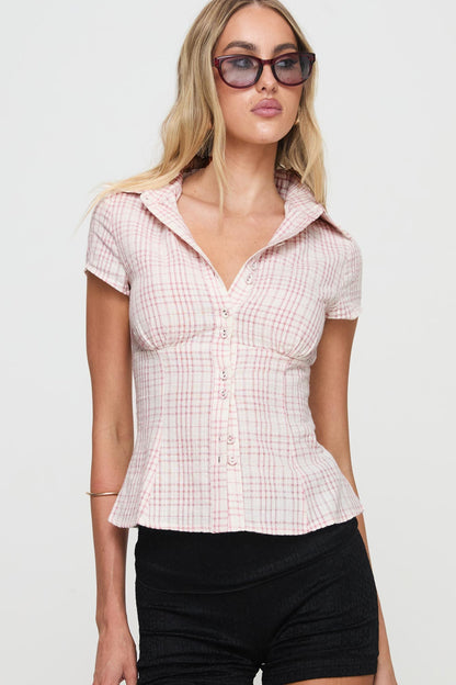 Norelle Plaid Blouse - Pink