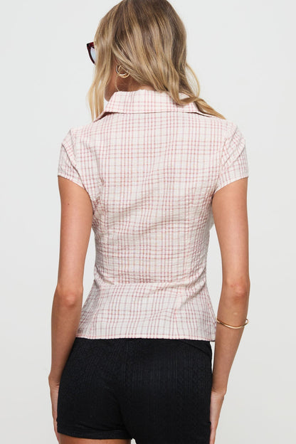 Norelle Plaid Blouse - Pink