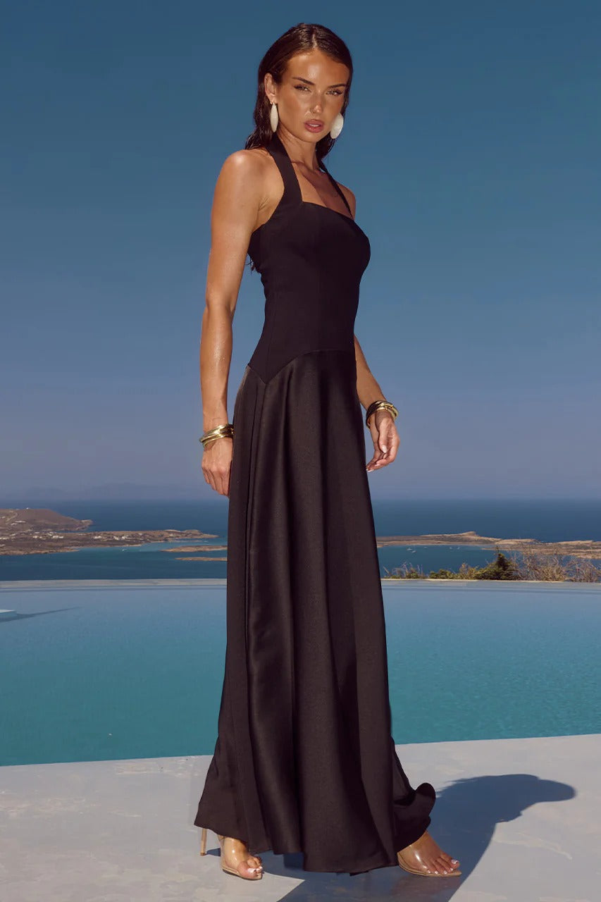 Odina Halter Maxi Dress - Black