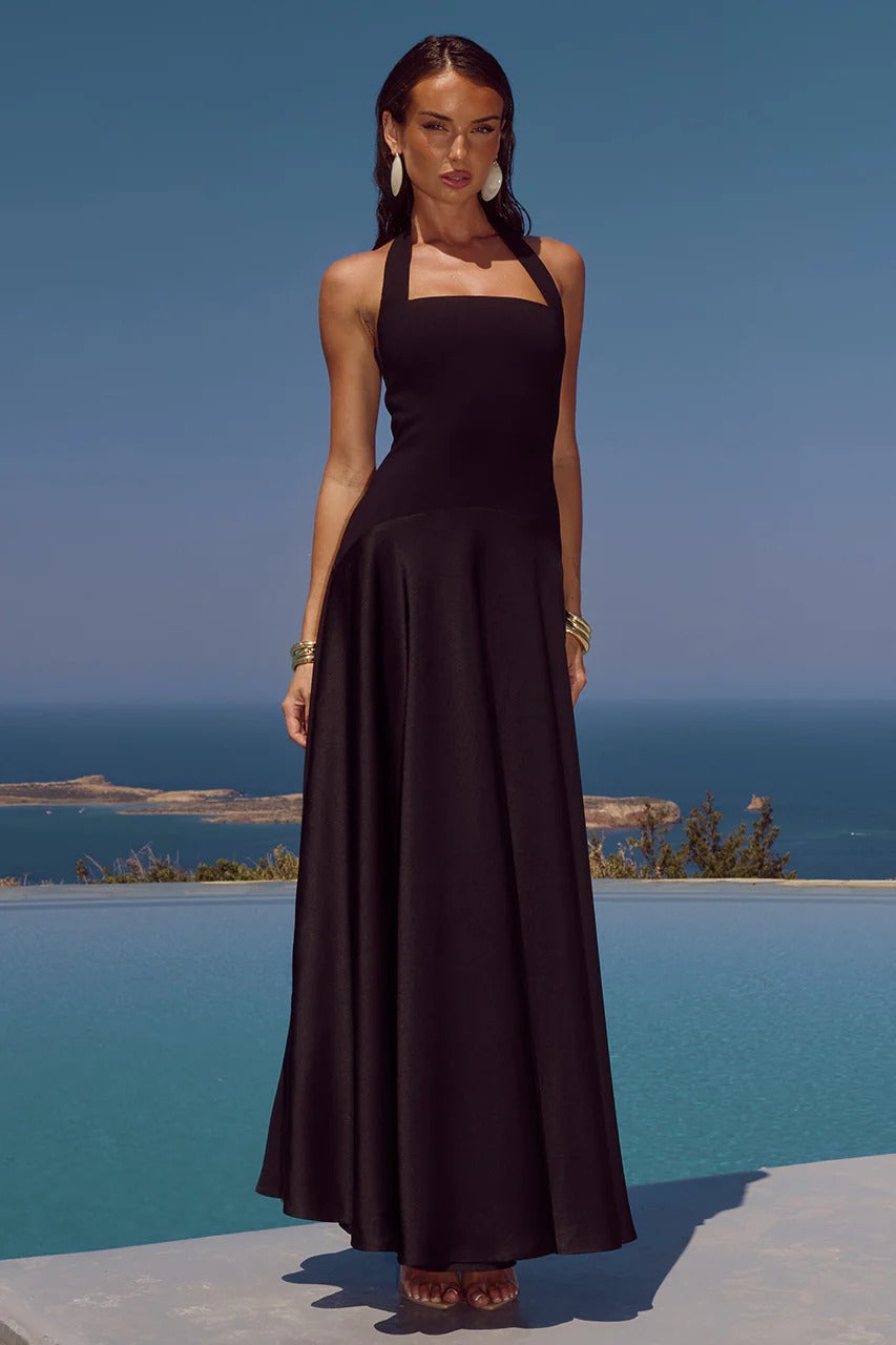 Odina Halter Maxi Dress - Black