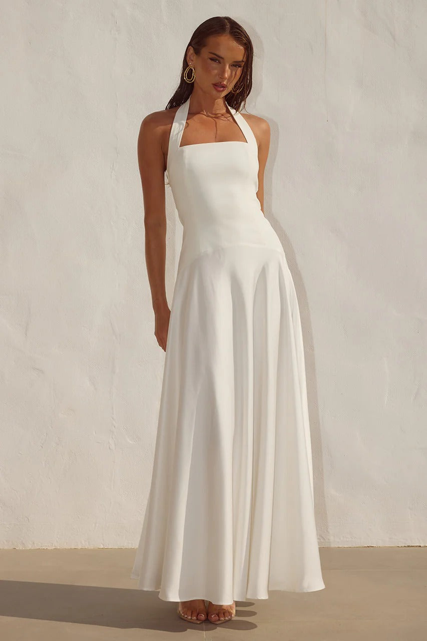 Odina Halter Maxi Dress - Ivory