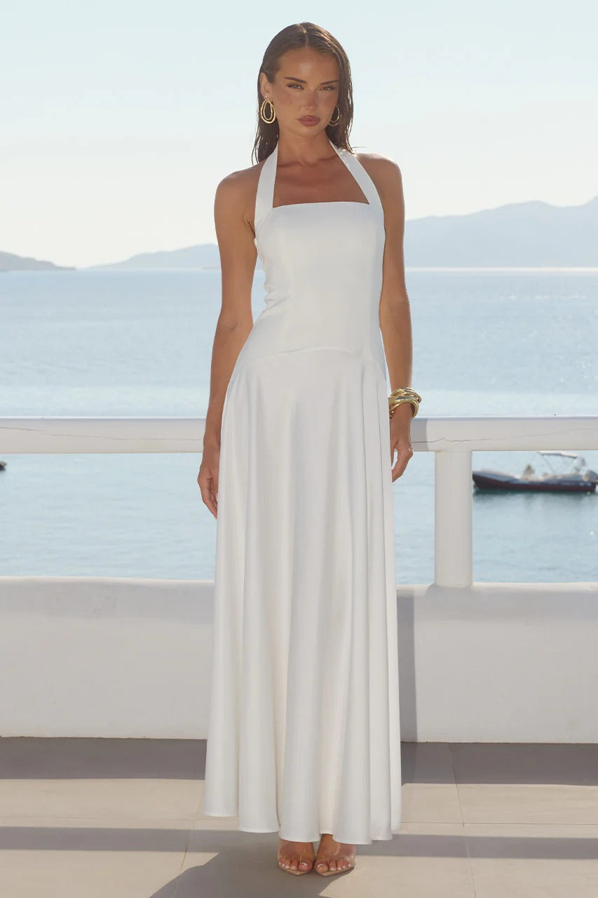 Odina Halter Maxi Dress - Ivory