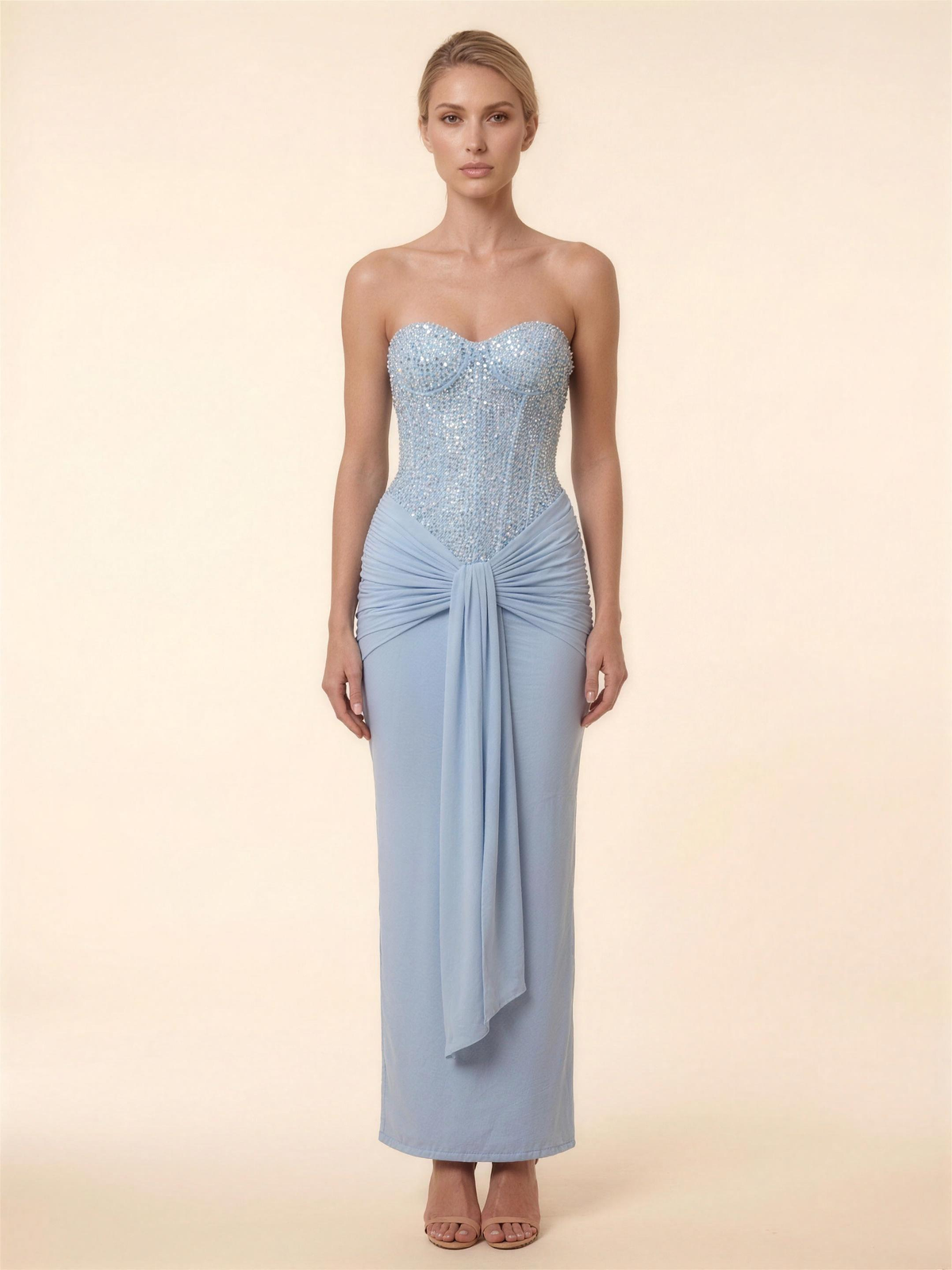 Olympe Corset Maxi Dress - Baby Blue