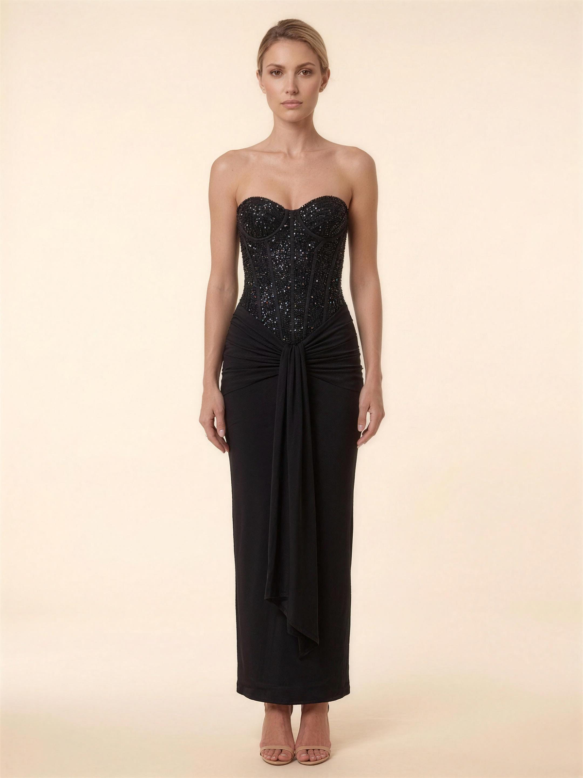 Olympe Corset Maxi Dress - Black