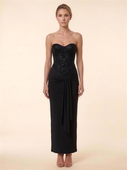 Olympe Corset Maxi Dress - Black