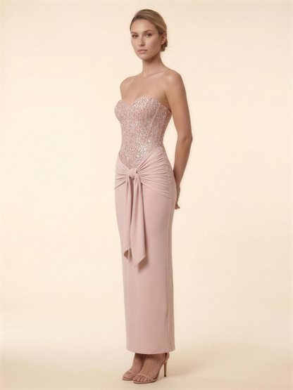Olympe Corset Maxi Dress - Blush Pink