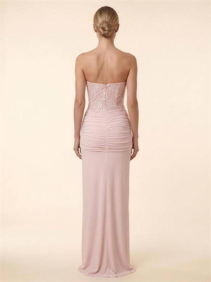 Olympe Corset Maxi Dress - Blush Pink
