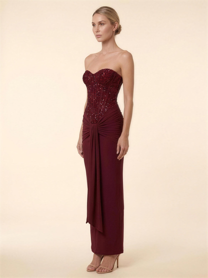 Olympe Corset Maxi Dress - Burgundy