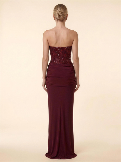 Olympe Corset Maxi Dress - Burgundy