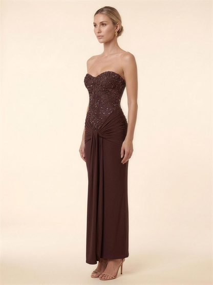 Olympe Corset Maxi Dress - Chocolate Brown