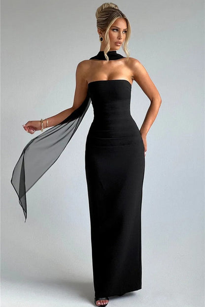Onifa Scarf Maxi Dress - Black