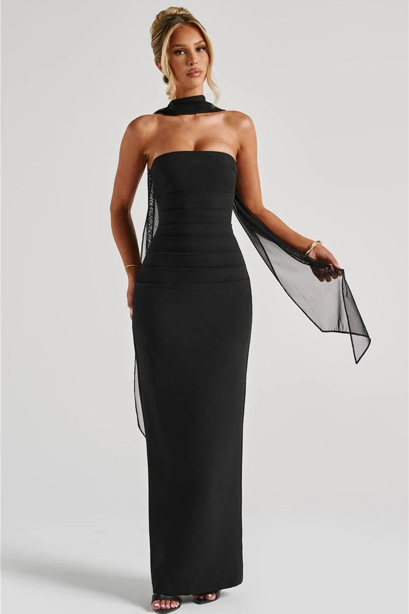 Onifa Scarf Maxi Dress - Black