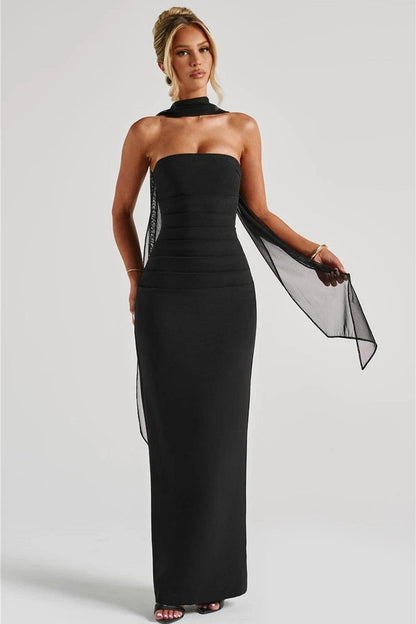 Onifa Scarf Maxi Dress - Black