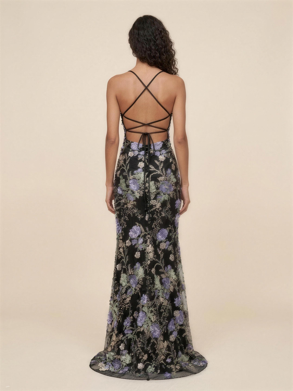 Ophelie Mermaid Maxi Dress - Black Floral