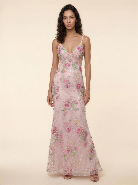 Ophelie Mermaid Maxi Dress - Pink Floral