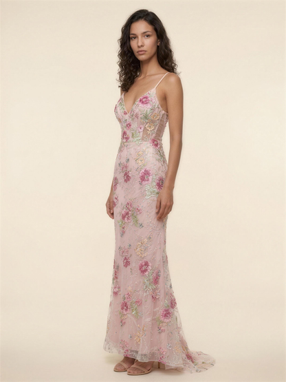 Ophelie Mermaid Maxi Dress - Pink Floral