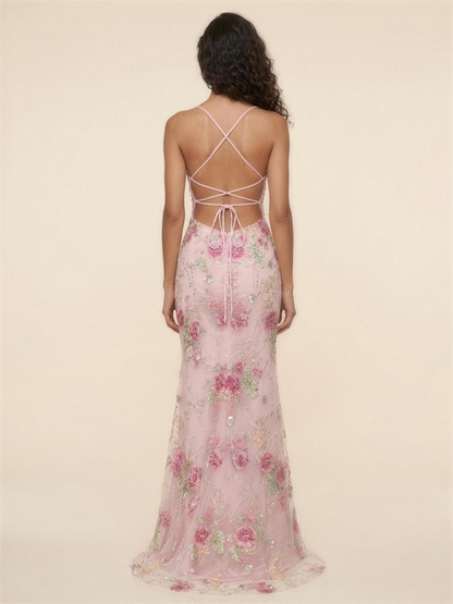 Ophelie Mermaid Maxi Dress - Pink Floral