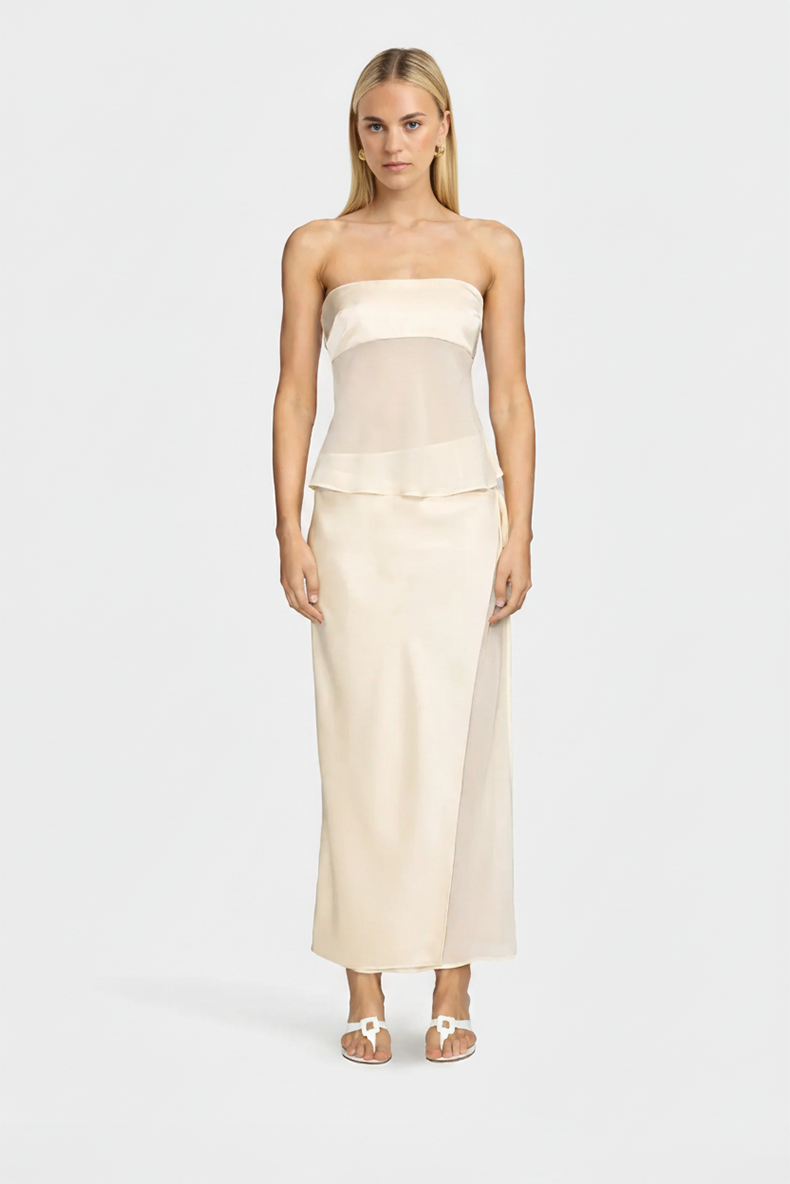 Pauline Sheer Maxi Dress - Cream