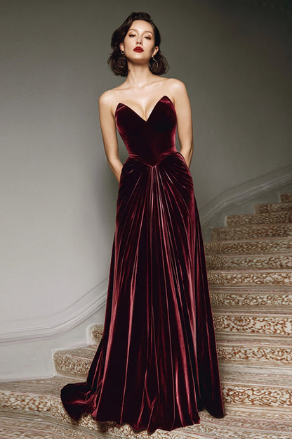 Raphaelle Velvet Maxi Dress - Burgundy