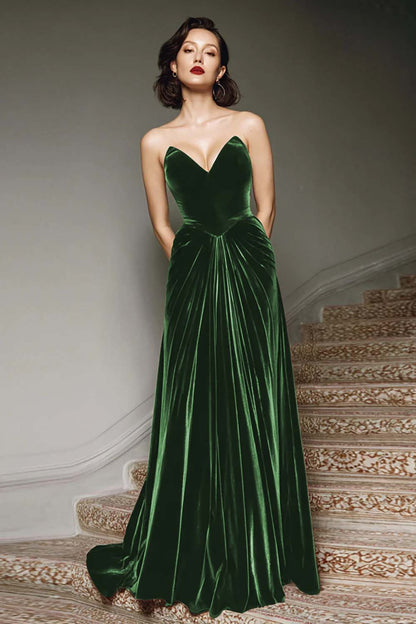 Raphaelle Velvet Maxi Dress - Dark Green