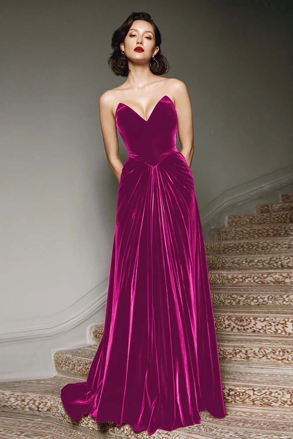 Raphaelle Velvet Maxi Dress - Fuchsia