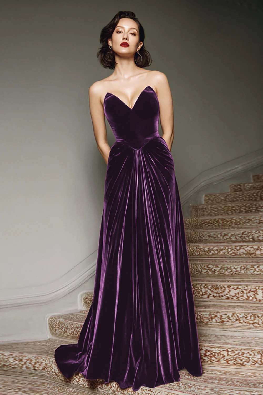 Raphaelle Velvet Maxi Dress - Purple