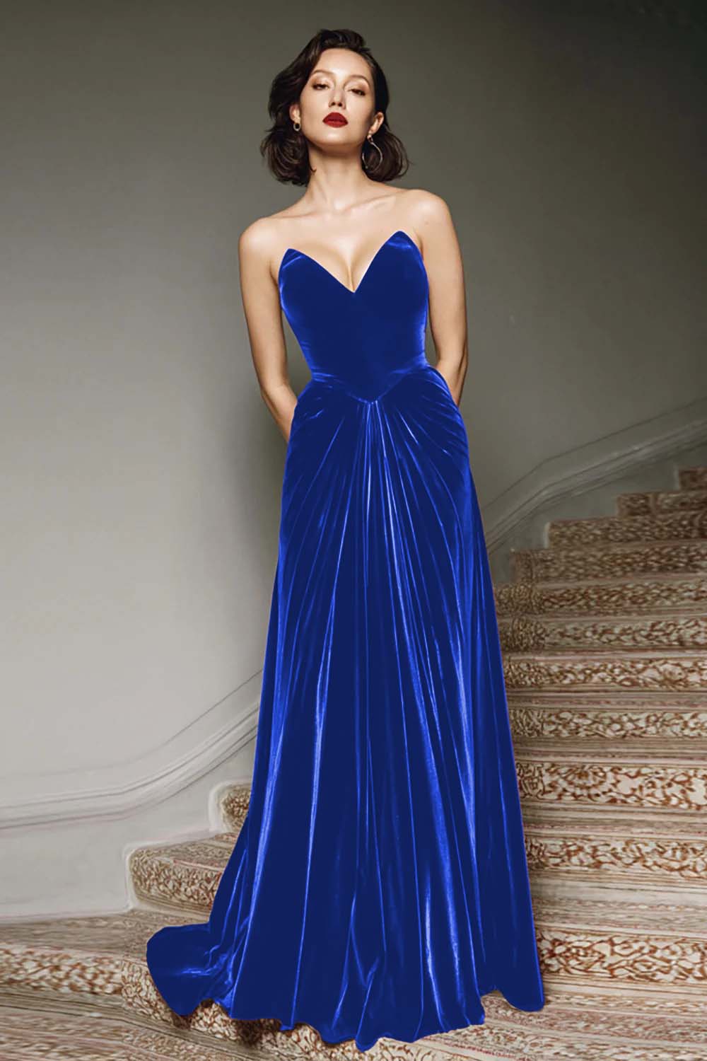 Raphaelle Velvet Maxi Dress - Royal Blue