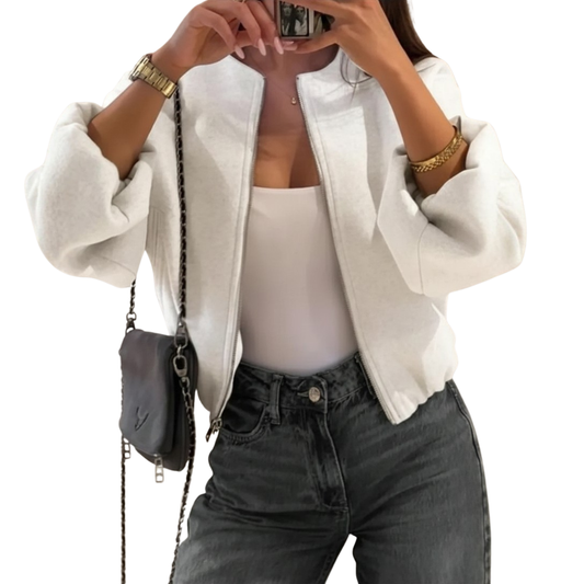 Rhian Cropped Bomber Jacket - Off White