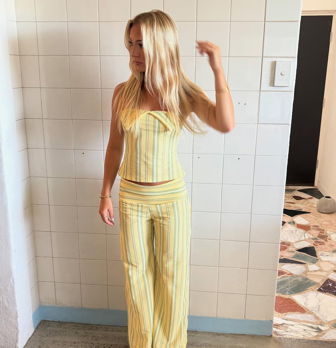 Mireya Striped Halter Set - Yellow Stripe