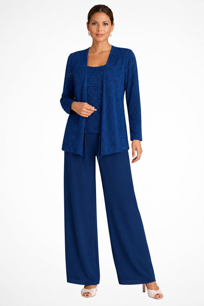 Roxane Sequin Three Piece Pant Set - Royal Blue