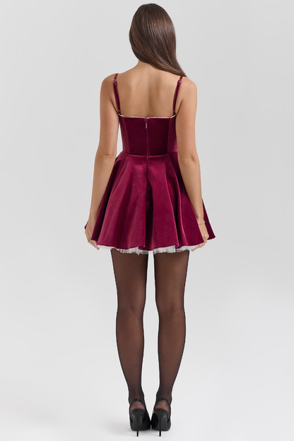 Women's Cocktail Sweetheart Velvet Mini Skater Dress - product image 4