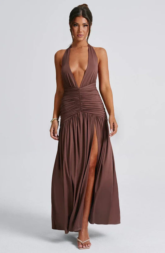 Sable Halter Maxi Dress - Mocha