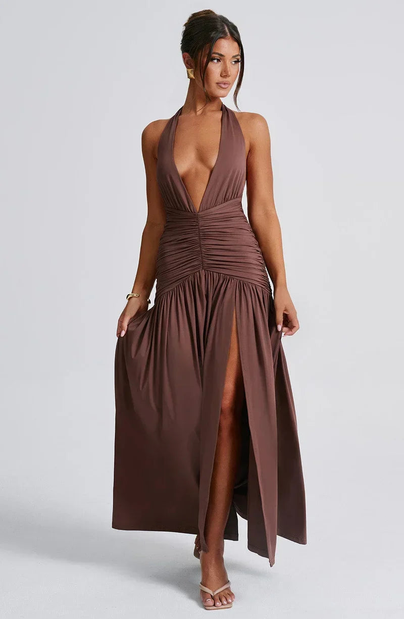Sable Halter Maxi Dress - Mocha