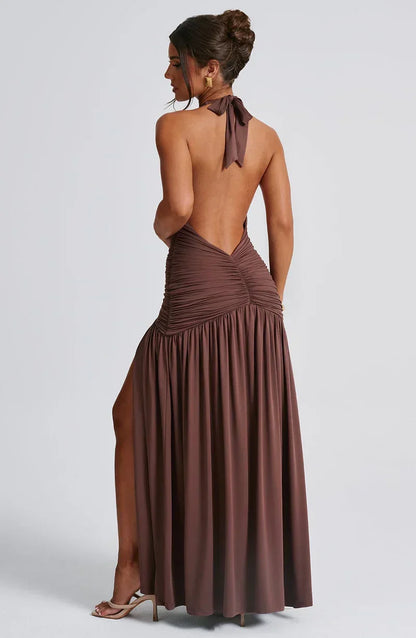 Sable Halter Maxi Dress - Mocha