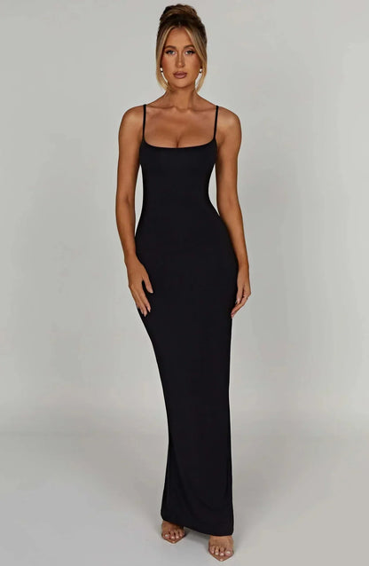 Sascha Scoop Neck Maxi Dress - Black