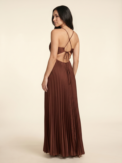 Seraphine Halter Maxi Dress - Chocolate Brown