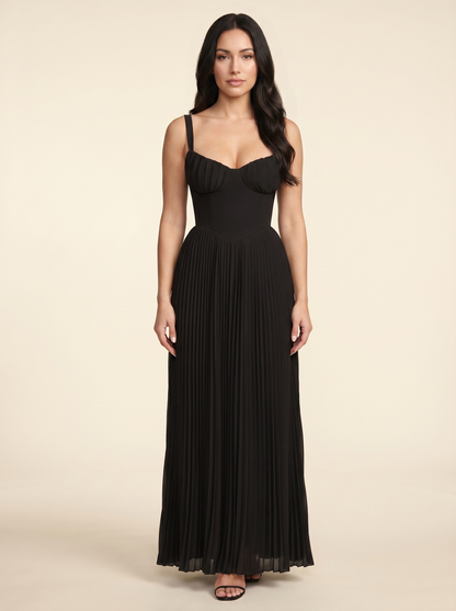 Sidonie Pleated Maxi Dress - Black