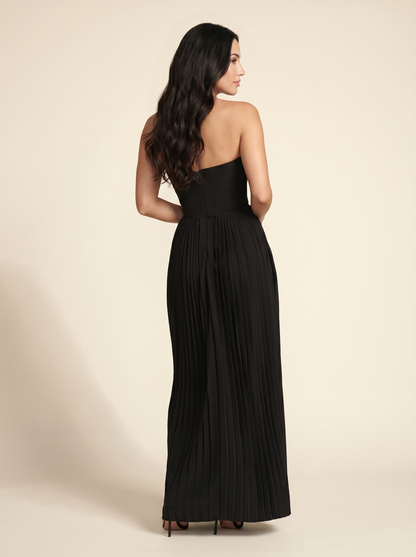 Sidonie Pleated Maxi Dress - Black