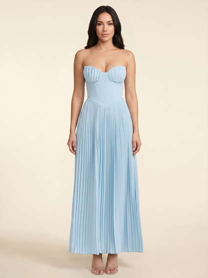Sidonie Pleated Maxi Dress - Sky Blue