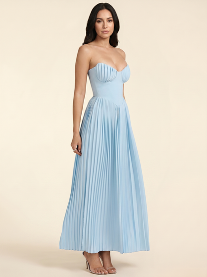 Sidonie Pleated Maxi Dress - Sky Blue